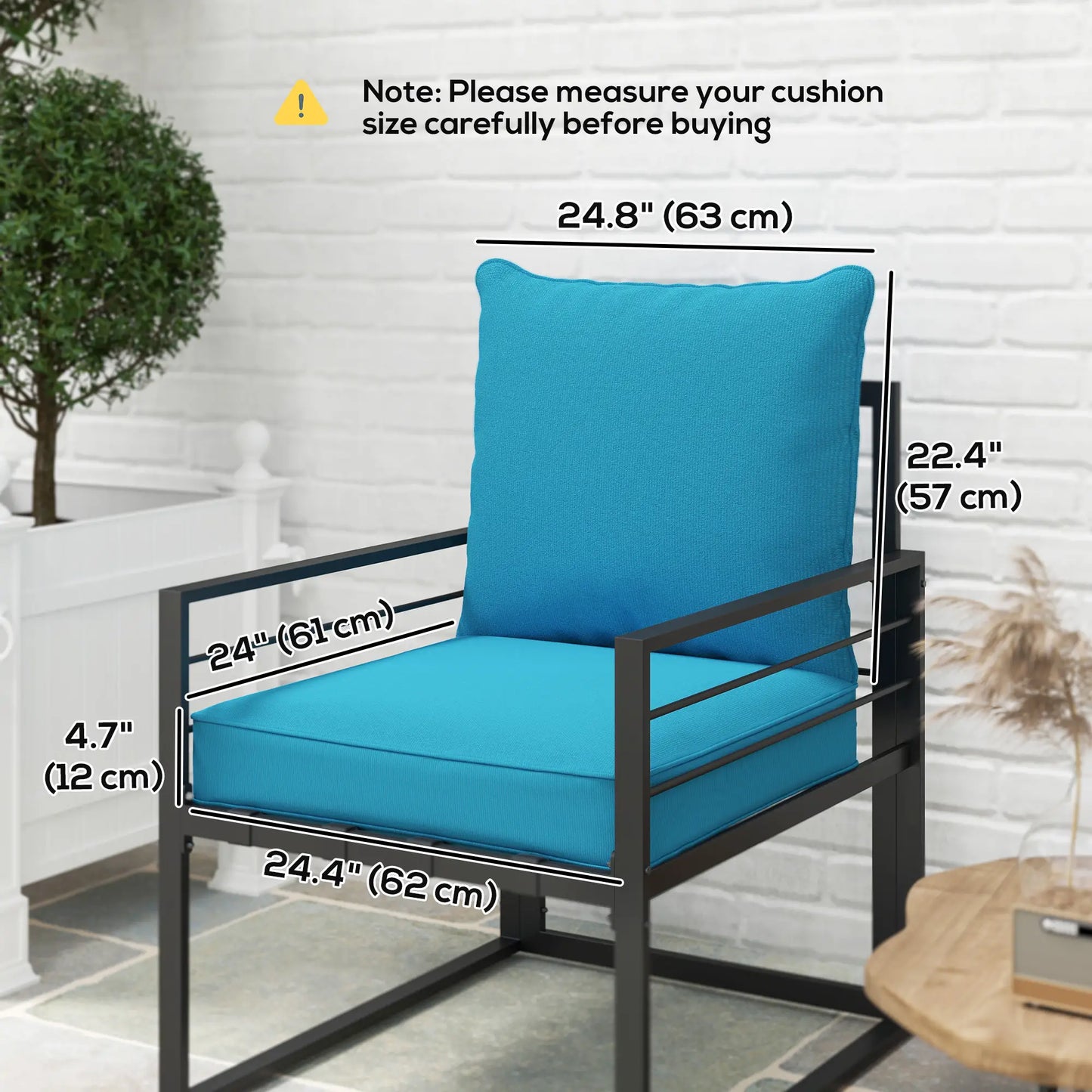 Thick Deep Seat Patio Chair Cushions, Outdoor Seat with Back Cushion, Turquoise Patio Chair Cushions at Gallery Canada