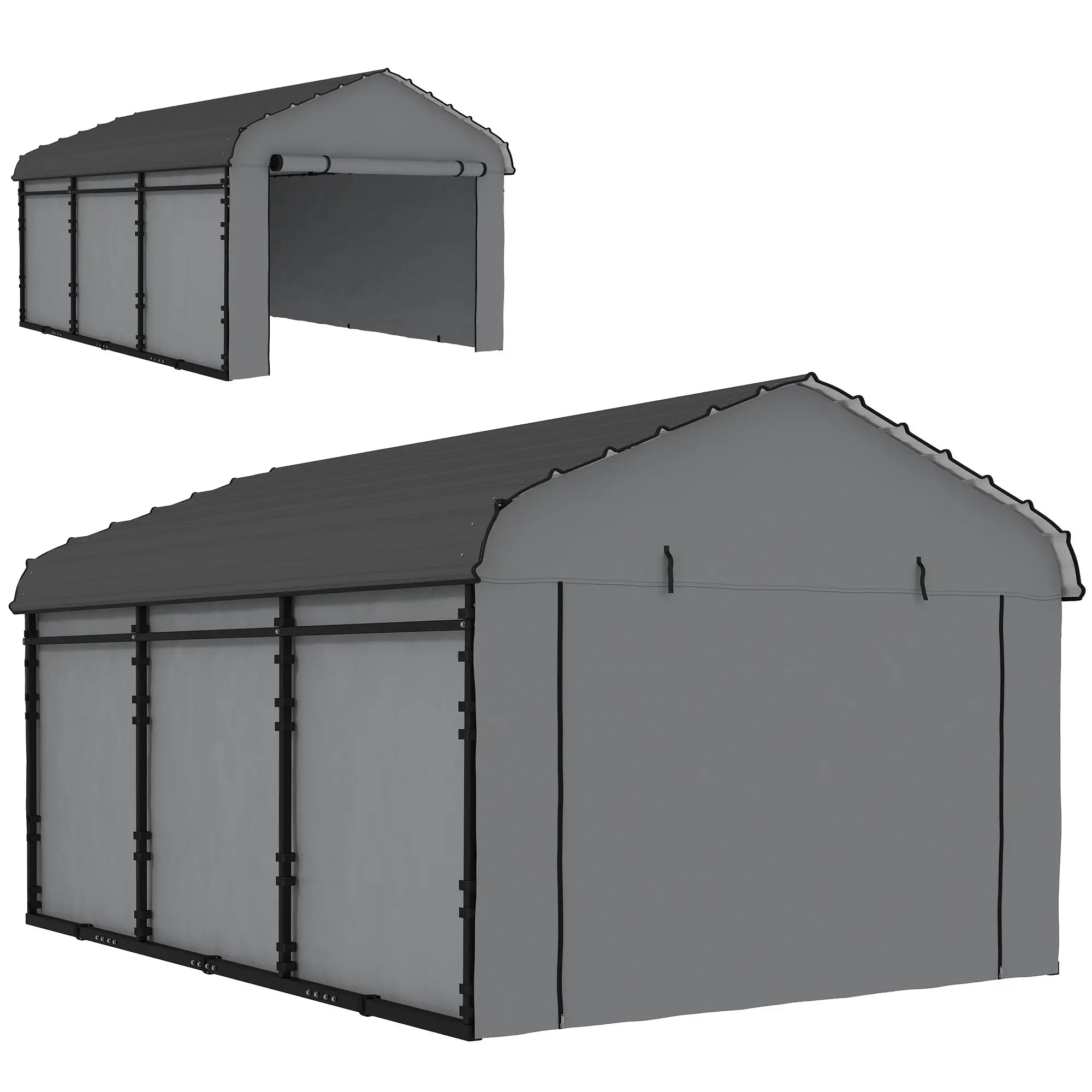 10' x 15' Metal Carport, Heavy Duty Garage Shelter, Light Grey Car Shelters Light Grey at Gallery Canada