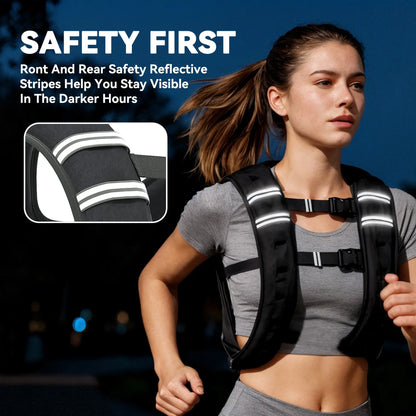 11 lbs Weighted Vest, Adjustable Straps, Pocket, Reflective Strips, Men Women Strength Training Equipment at Gallery Canada