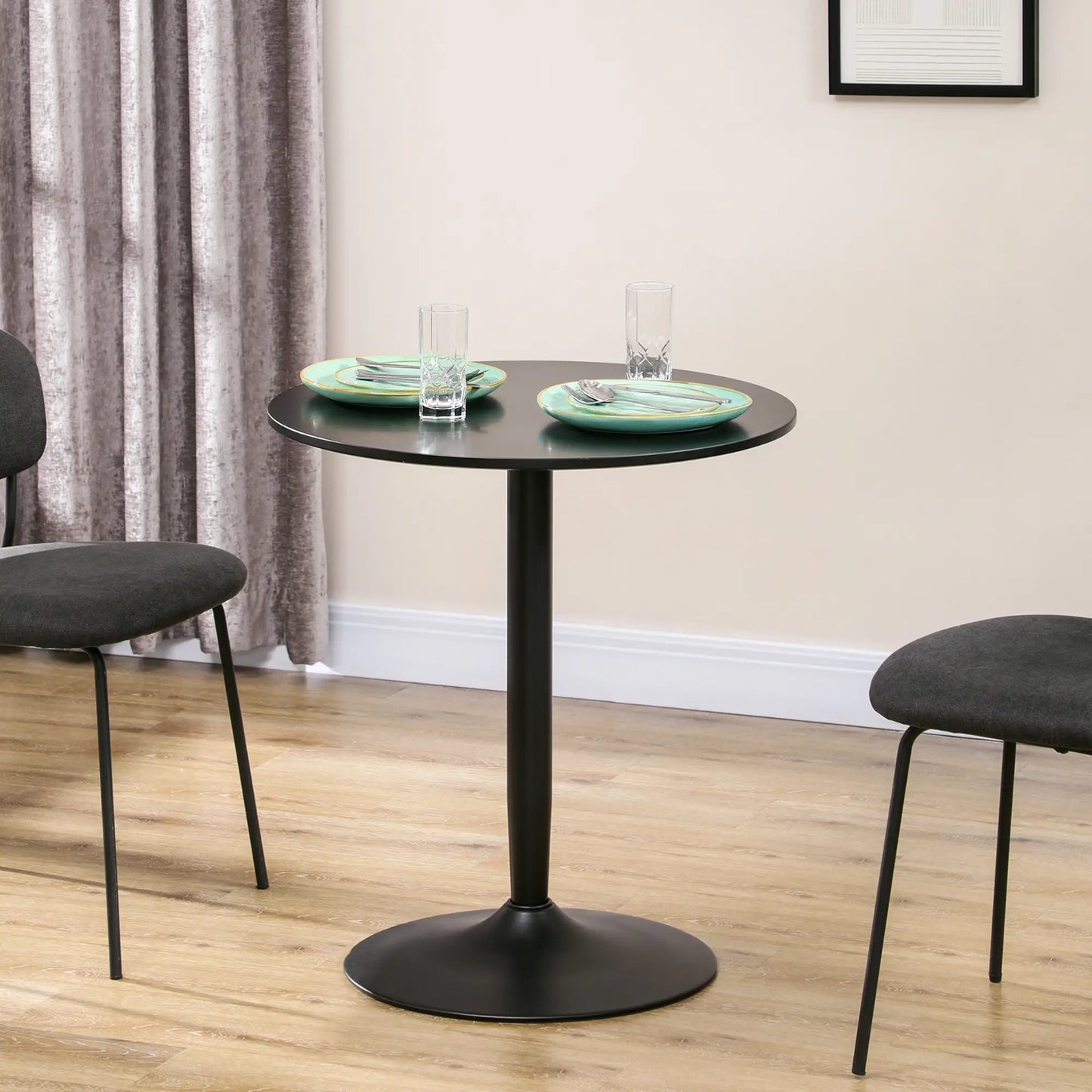 Modern Kitchen Table for 2, Round Dining Table, Steel Base, Black Bar Tables & Dining Tables at Gallery Canada