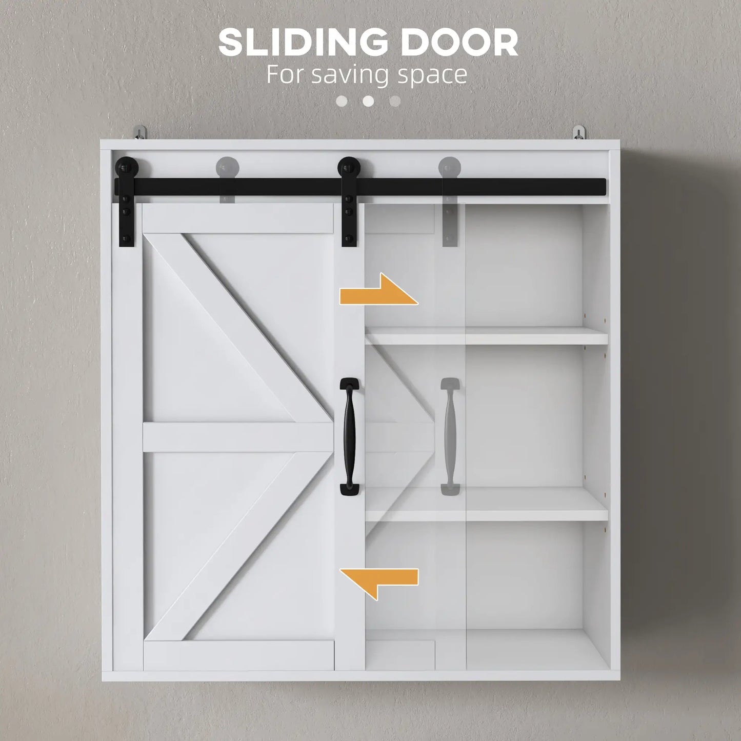 White Medicine Cabinet, Sliding Door, Adjustable Shelf, 22.8" x 7.8" x 24.4", White Wall Mounted Cabinets at Gallery Canada