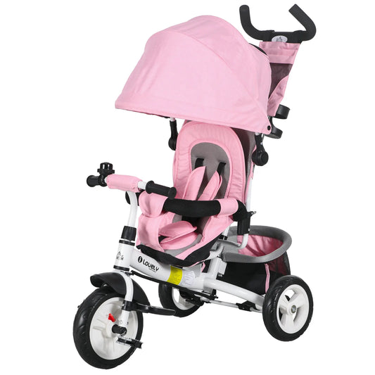 6 in 1 Toddler Tricycle, 1-5 Years, Parent Push Handle, Pink Tricycles for Kids Pink and White at Gallery Canada