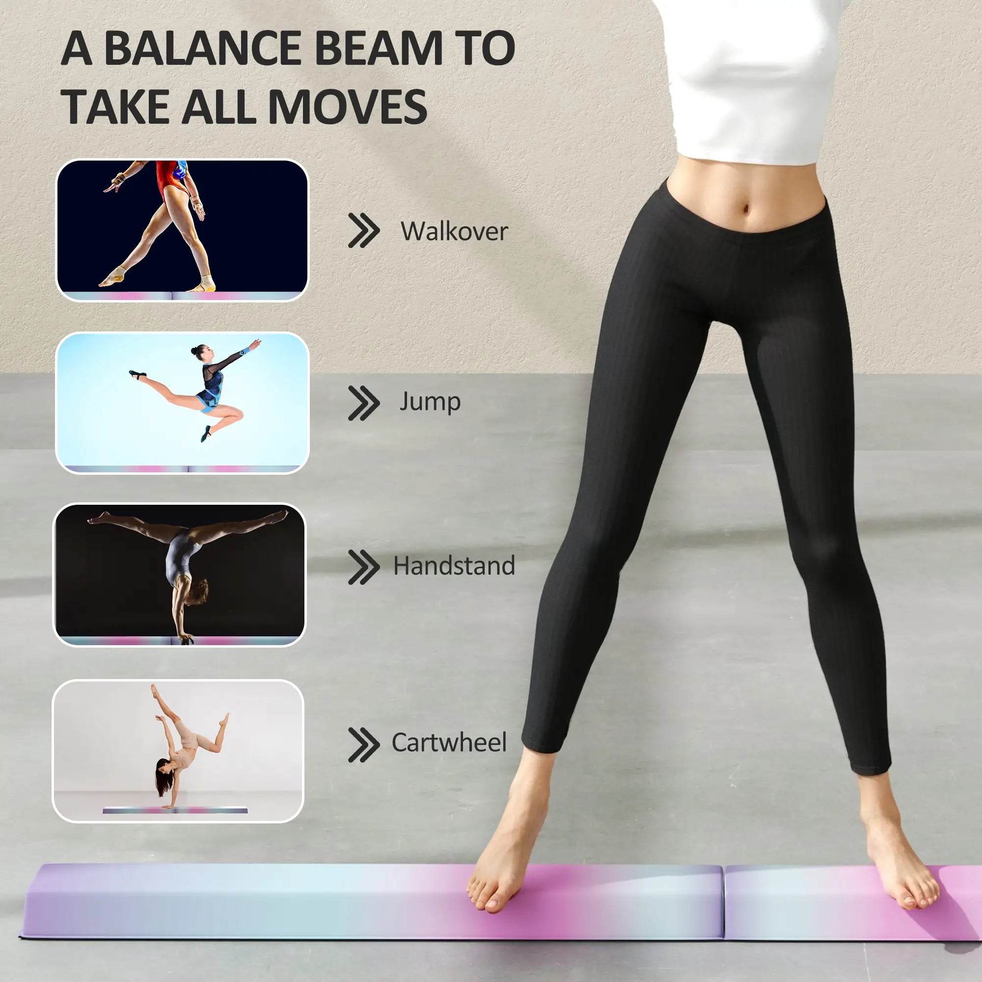 7ft Folding Balance Beam, Gymnastics Equipment, Anti-Slip, Multicolour Gymnastics Mats at Gallery Canada