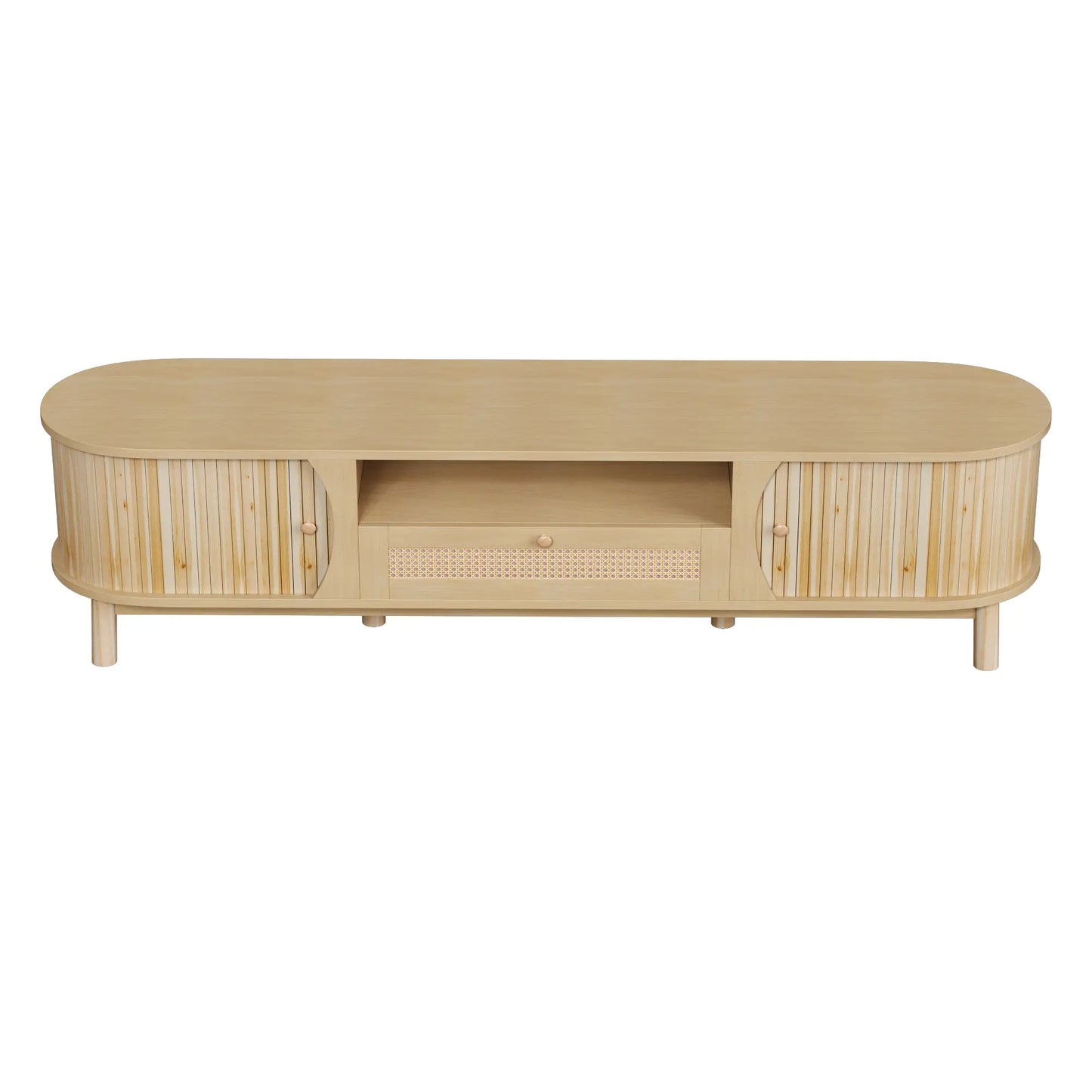 TV Stand, Solid Wood Doors, Drawers, 65" L x 14.5" W x 18" H, Natural TV Stands Natural at Gallery Canada