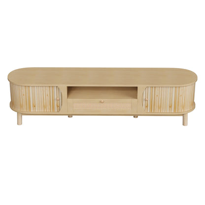 TV Stand, Solid Wood Doors, Drawers, 65" L x 14.5" W x 18" H, Natural TV Stands Natural at Gallery Canada