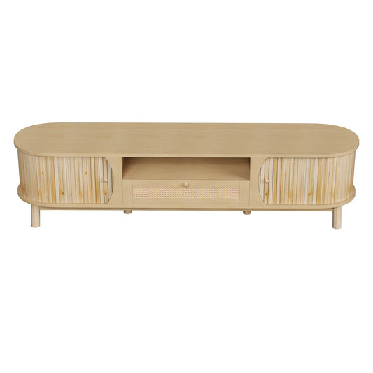 TV Stand, Solid Wood Doors, Drawers, 65" L x 14.5" W x 18" H, Natural TV Stands Natural at Gallery Canada