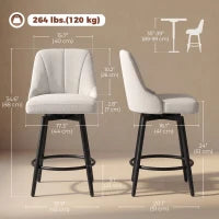 Swivel Bar Stools Set of 2, Cream White