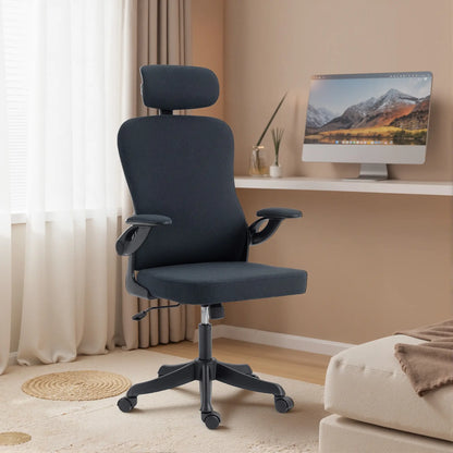 Ergonomic Office Chair, Adjustable Lumbar Support, Headrest, Flip-up Armrests, Black Task Chairs at Gallery Canada