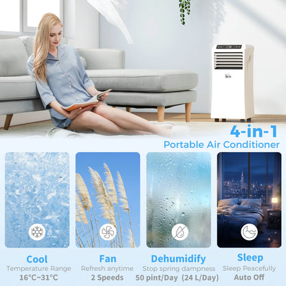 10,000BTU Portable Air Conditioner, Dehumidifier, 2 Speed Fans, 24H Timer, White Air Conditioner at Gallery Canada
