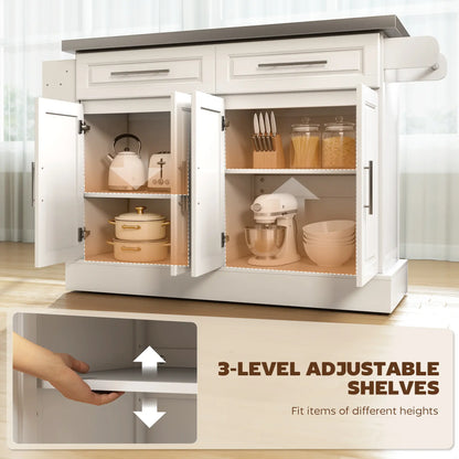 Rolling Kitchen Island with Storage, Stainless Steel Top, Drawers, Cabinets Kitchen Islands & Kitchen Carts at Gallery Canada