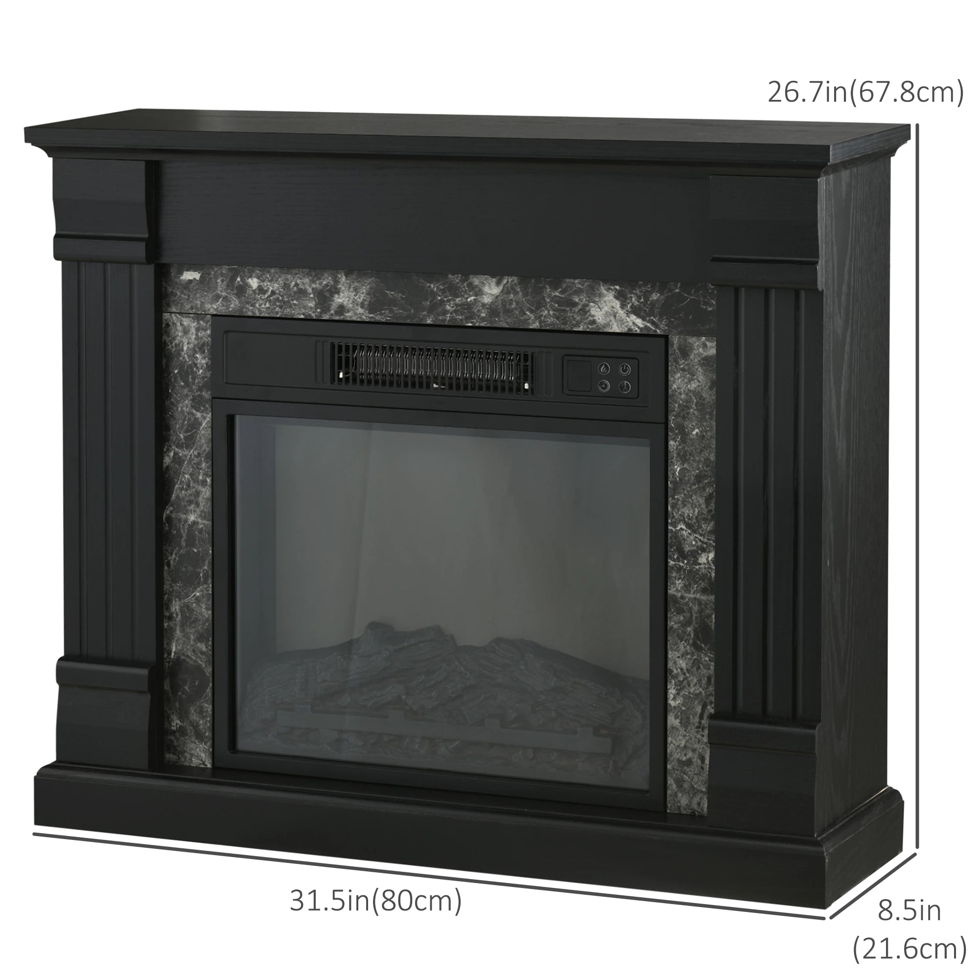 Electric Fireplace Mantel, Freestanding Heater, Realistic Flame, Adjustable Temperature, Timer, Remote, Black Electric Fireplaces at Gallery Canada