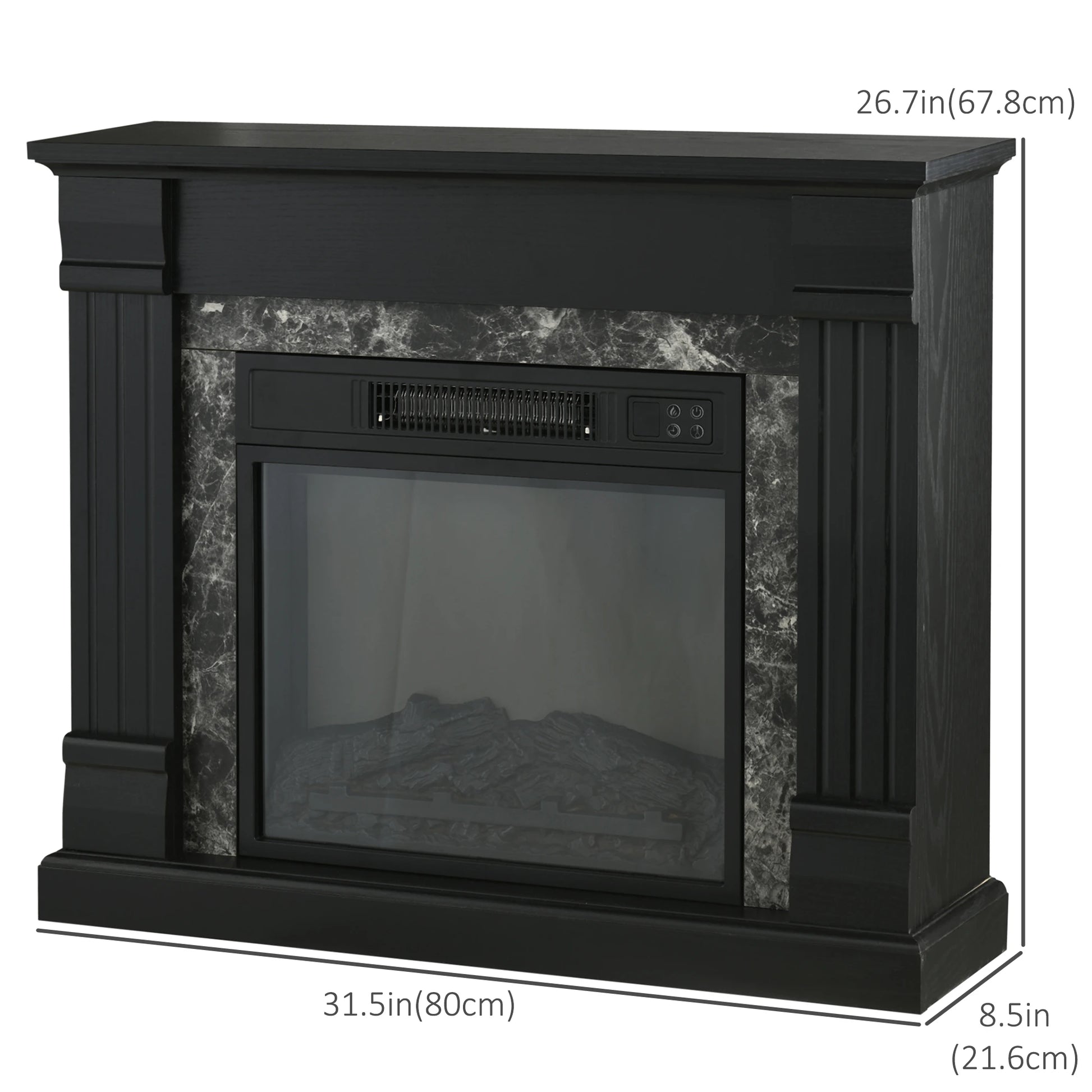 Electric Fireplace Mantel, Freestanding Heater, Realistic Flame, Adjustable Temperature, Timer, Remote, Black Electric Fireplaces at Gallery Canada