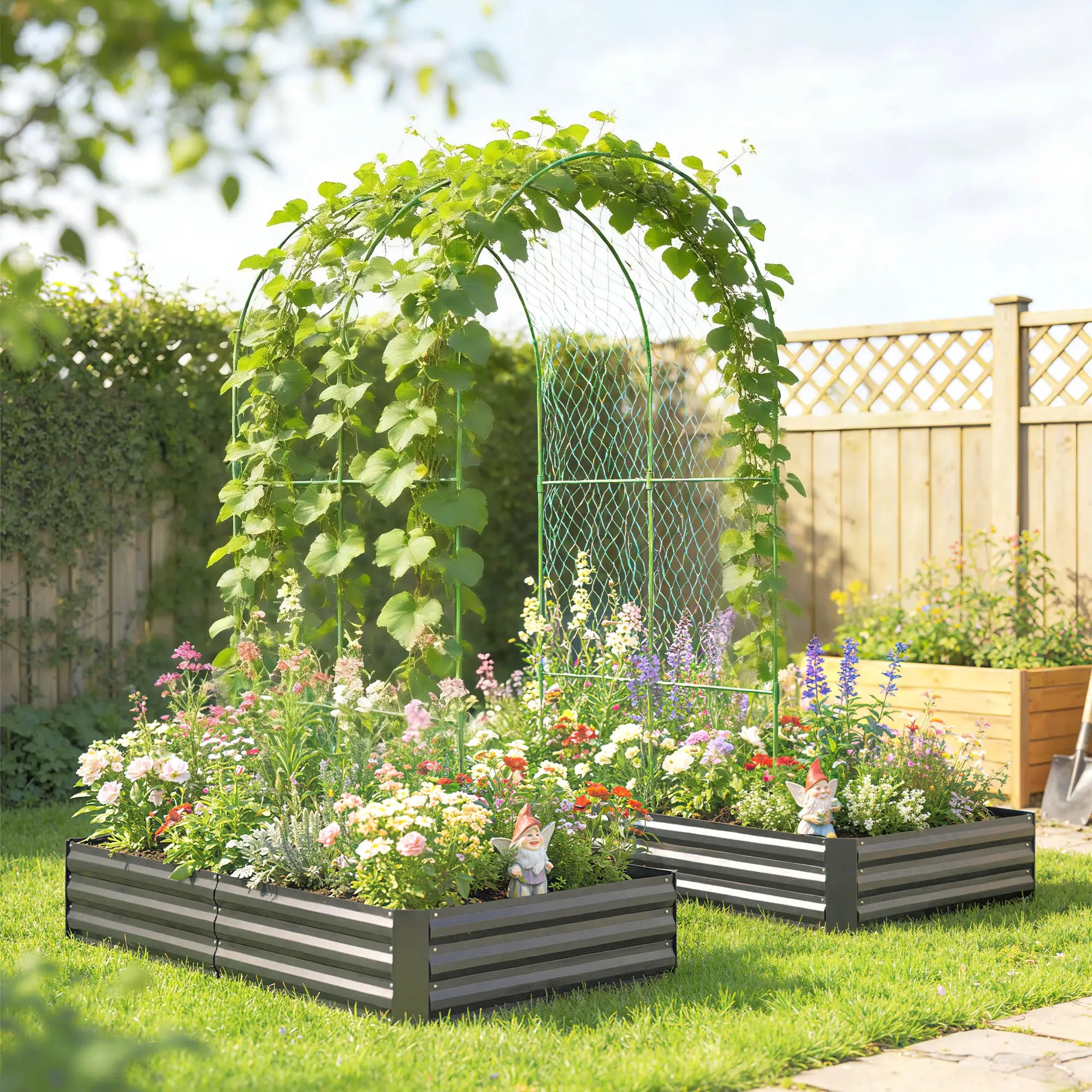 Metal Raised Garden Bed With Trellis, Galvanized Kit, Dark Grey Galvanized Planter Boxes at Gallery Canada