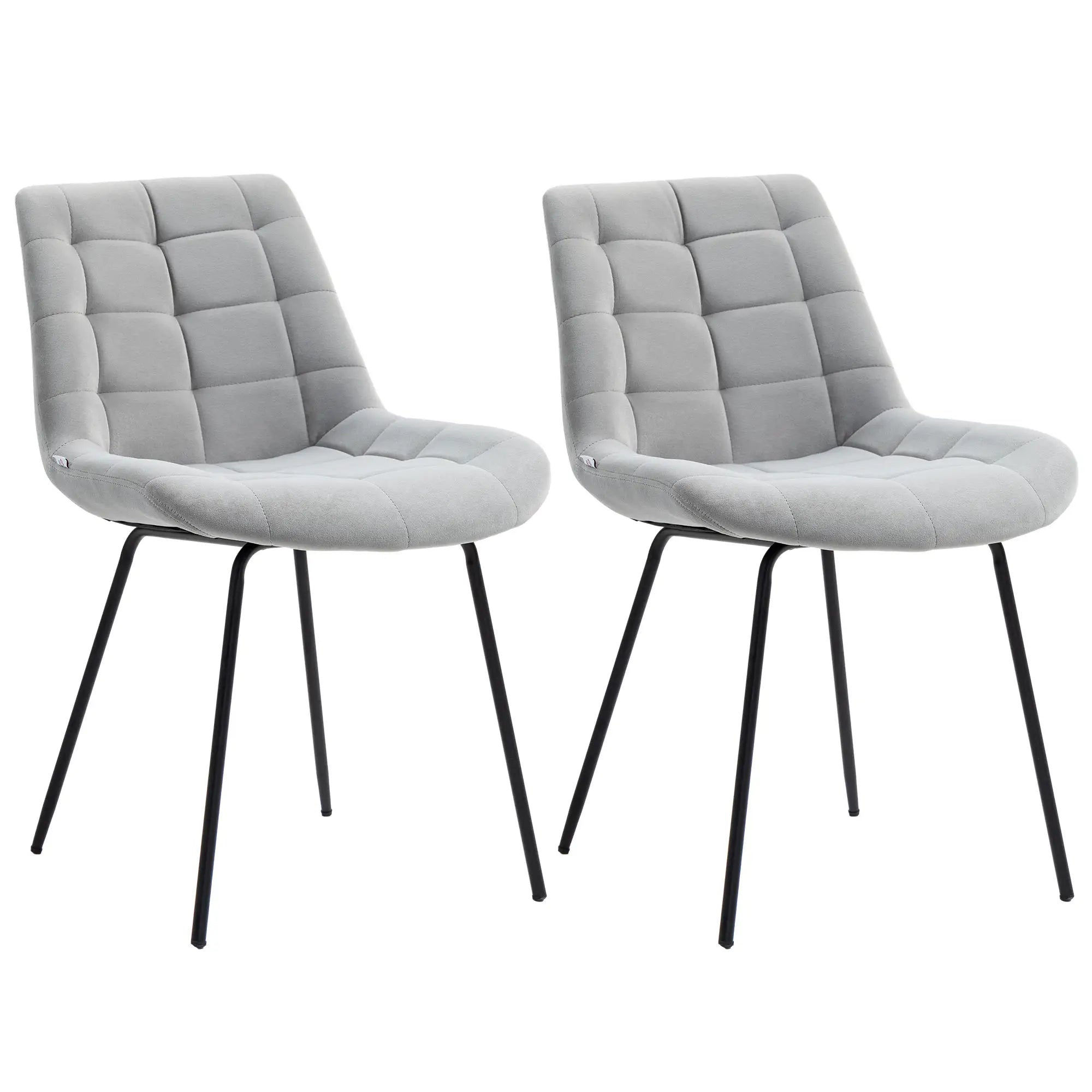 2 Dining Chairs, Upholstered Kitchen Set, Padded Seat, Steel Legs, Light Grey Dining Chairs at Gallery Canada