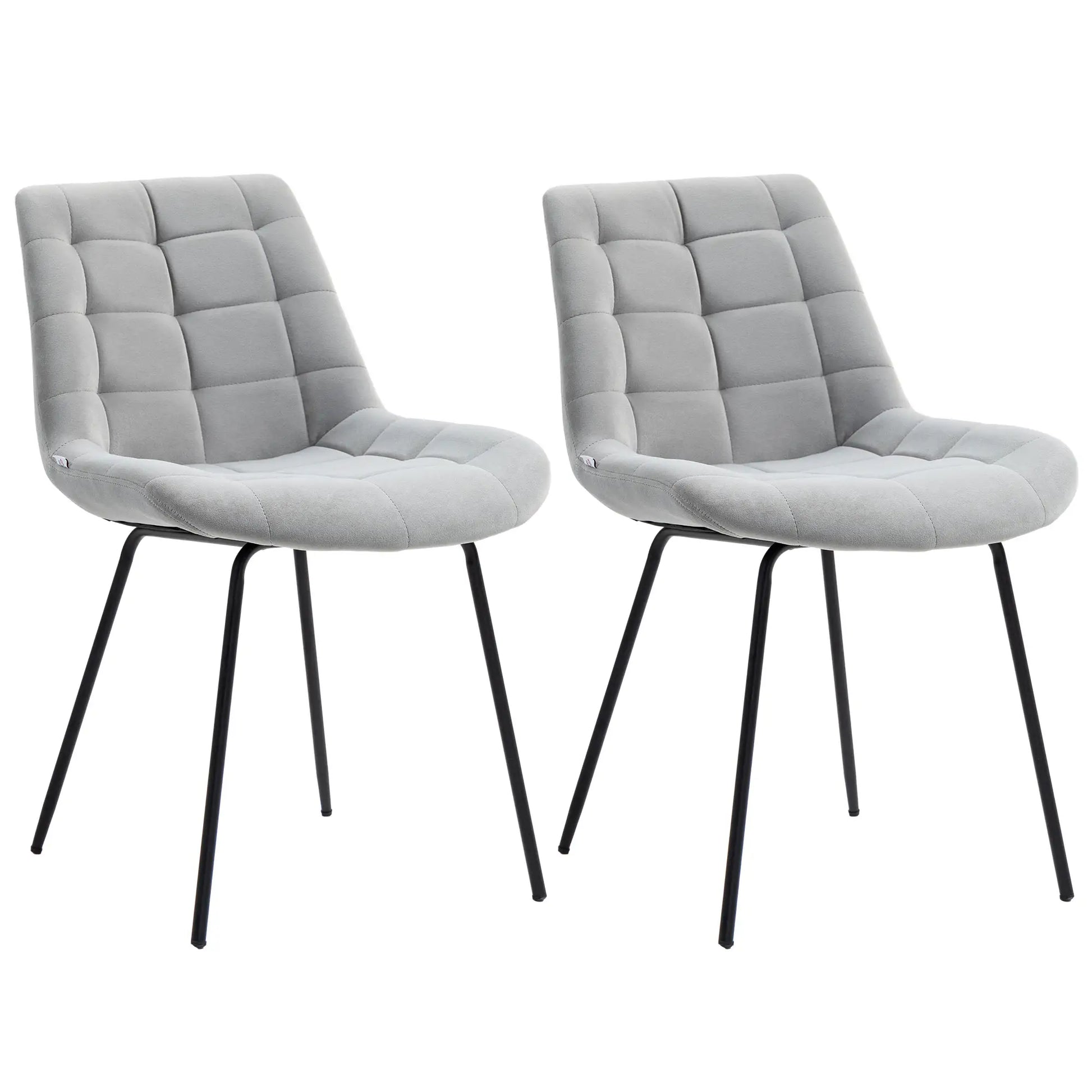 2 Dining Chairs, Upholstered Kitchen Set, Padded Seat, Steel Legs, Light Grey Dining Chairs at Gallery Canada