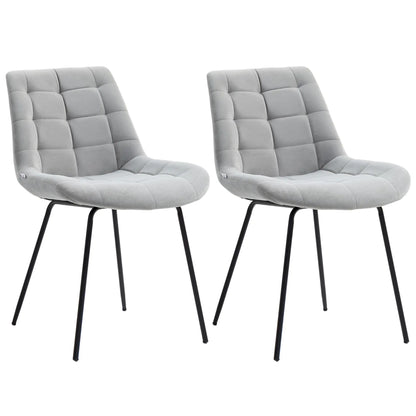 2 Dining Chairs, Upholstered Kitchen Set, Padded Seat, Steel Legs, Light Grey Dining Chairs at Gallery Canada