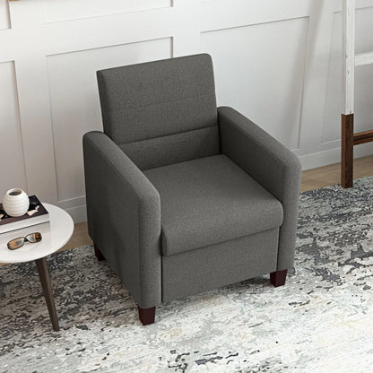 Modern Fabric Accent Chair, Seat Cushion, Non-Slip Pads, Dark Grey Accent Chairs at Gallery Canada