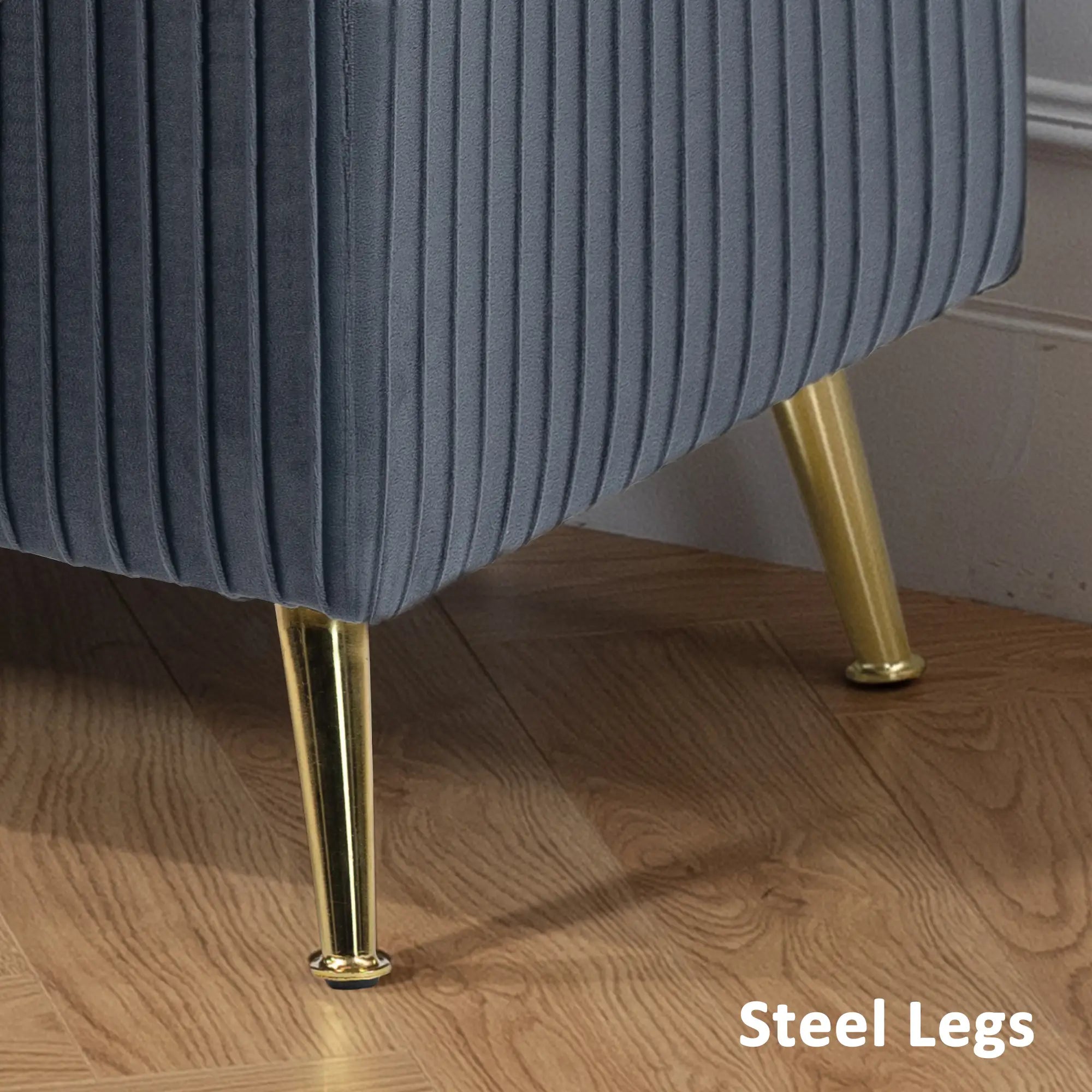 43 Inch Storage Ottoman Bench, Steel Legs, Padded Seat, Dark Grey Storage Ottomans & Benches at Gallery Canada