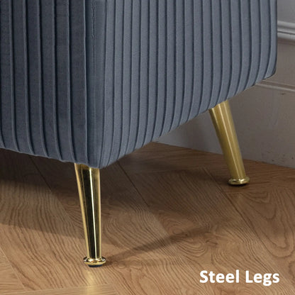 43 Inch Storage Ottoman Bench, Steel Legs, Padded Seat, Dark Grey Storage Ottomans & Benches at Gallery Canada