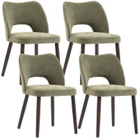Chenille Upholstered Dining Chairs Set, Green
