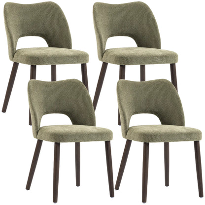 Chenille Upholstered Dining Chairs Set, Green