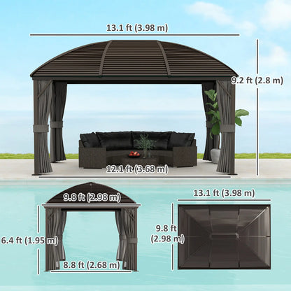 10' x 13' Hardtop Gazebo, Aluminum Canopy, Mesh Nettings, Dark Grey Gazebos at Gallery Canada