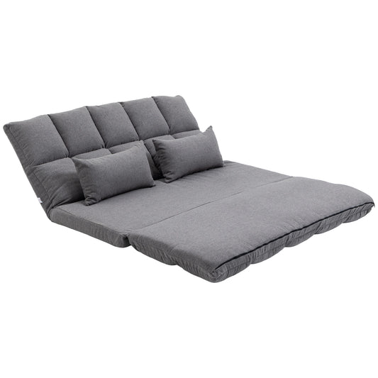 51" Folding Floor Sofa, 2-Seater Sleeper Bed, Adjustable Backrest, Grey 2-Seater Sofas Grey at Gallery Canada