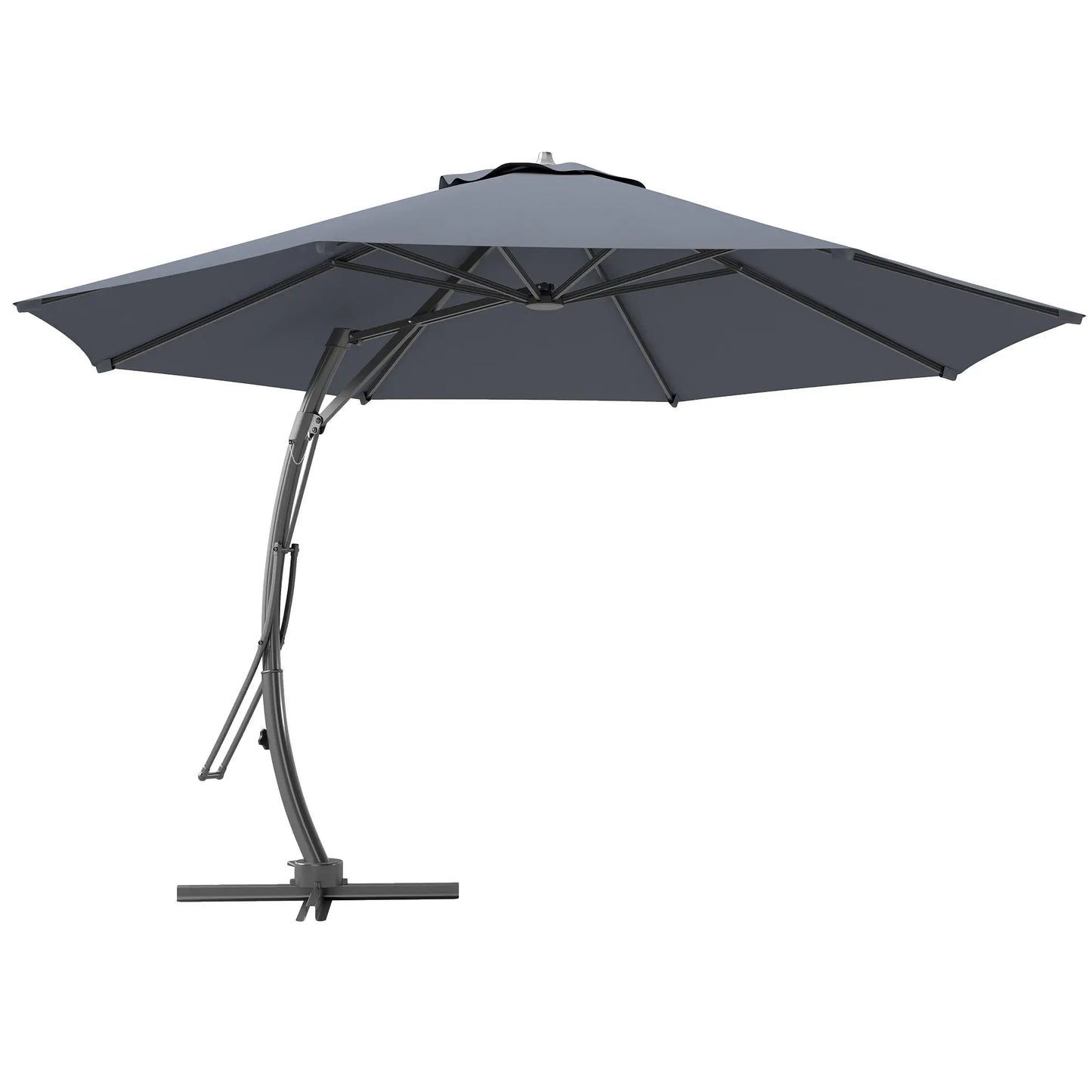11FT Cantilever Umbrella, 8 Ribs, 360° Rotation, UPF 50+, Grey Patio Umbrellas Dark Grey at Gallery Canada
