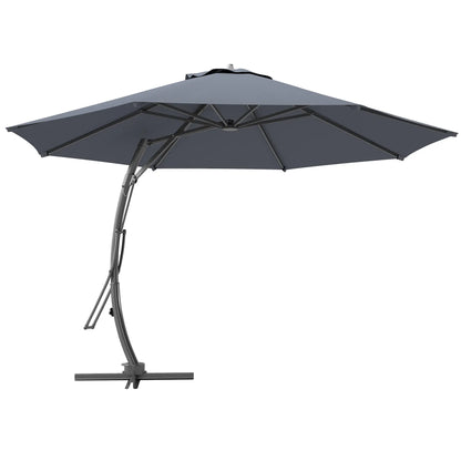11FT Cantilever Umbrella, 8 Ribs, 360° Rotation, UPF 50+, Grey Patio Umbrellas Dark Grey at Gallery Canada