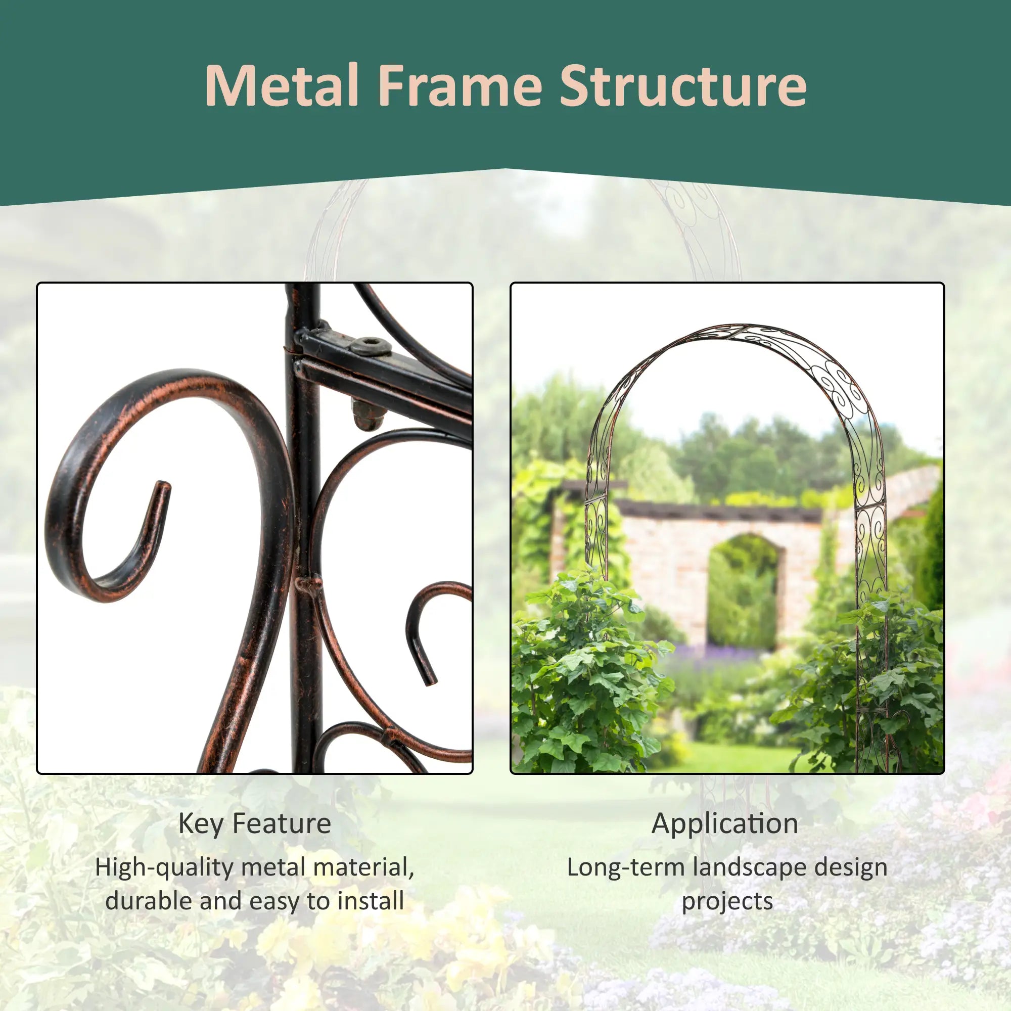 7.5ft Metal Garden Arch, Outdoor Walkway Arbor, Climbing Vine Plants, Black Garden Arches at Gallery Canada