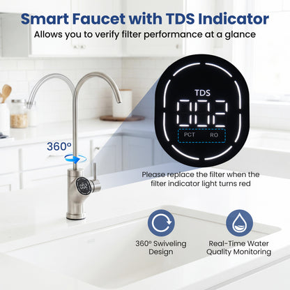 AW-RB05 Alkaline PH+ Reverse Osmosis Water Filter 800 GPD Tankless Under-Sink RO System, Black Small Appliances at Gallery Canada