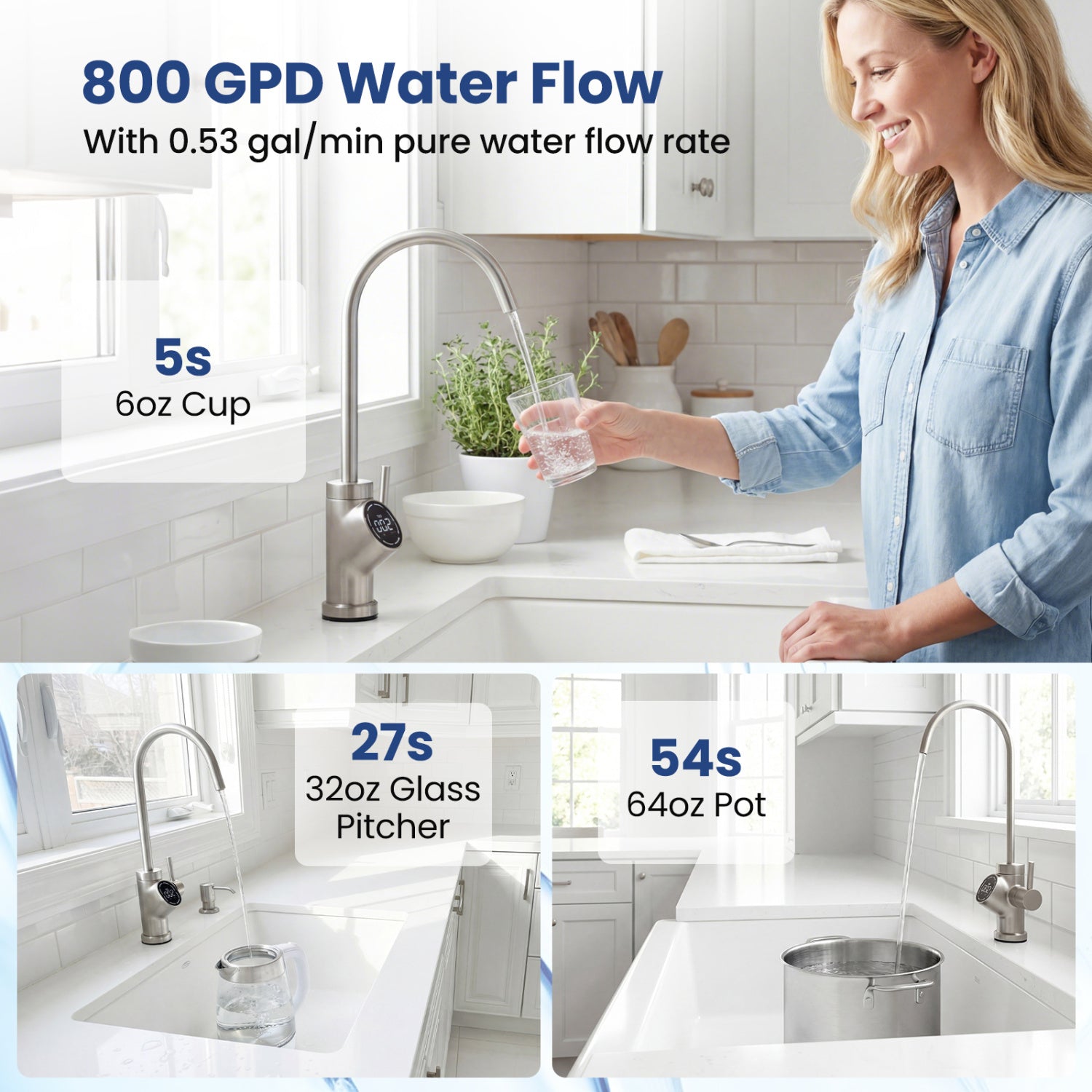 AW-RB05 Alkaline PH+ Reverse Osmosis Water Filter 800 GPD Tankless Under-Sink RO System, Black Small Appliances at Gallery Canada
