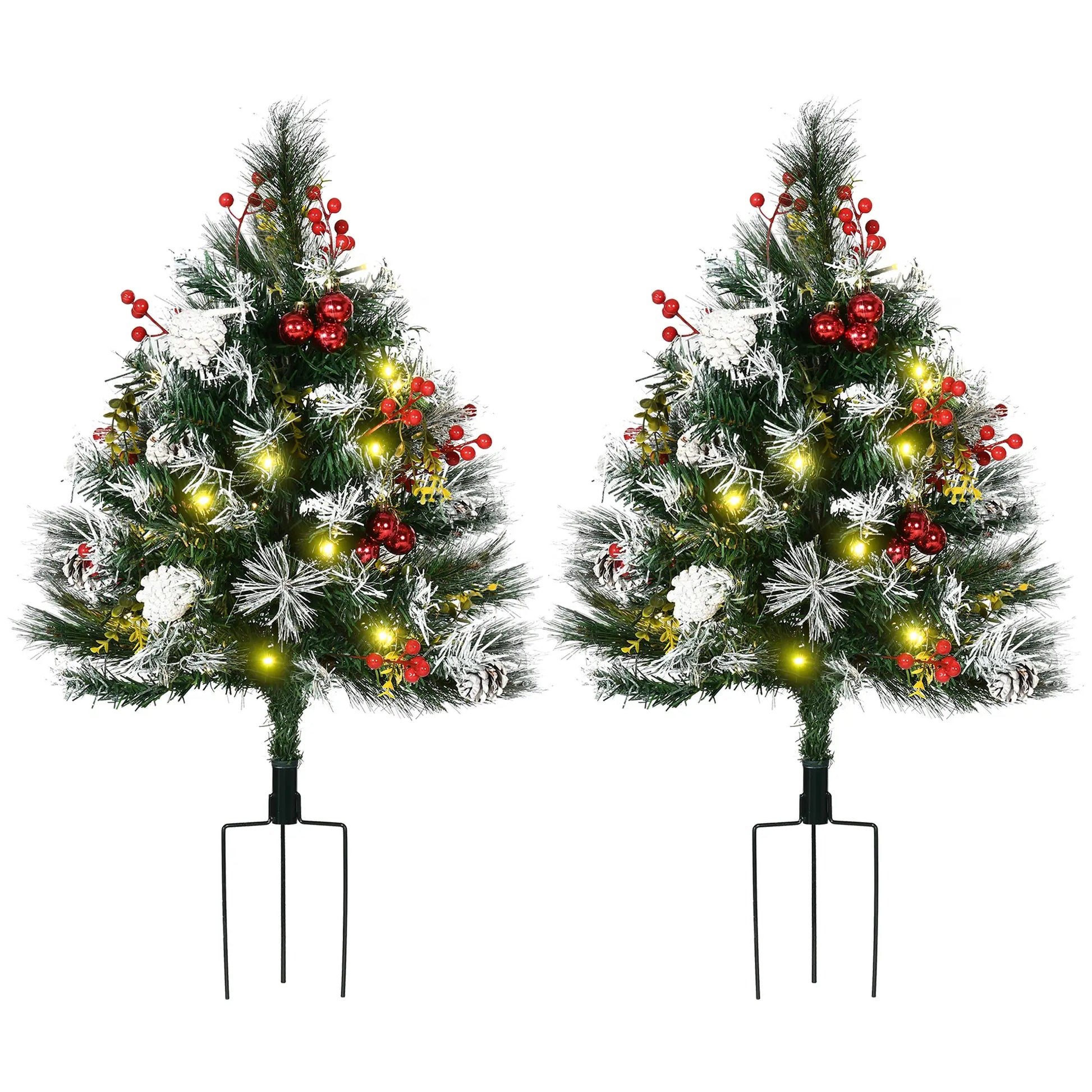 2 Foot Prelit Artificial Christmas Tree, 70 Branches, Warm White LED, Red Berries, Pine Cones, Green Pre Lit Christmas Trees Green, White at Gallery Canada