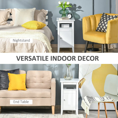 3-Tier Wooden Nightstand, Pullout Shelf, Adjustable Shelf, Door Cabinet, White Side Tables at Gallery Canada