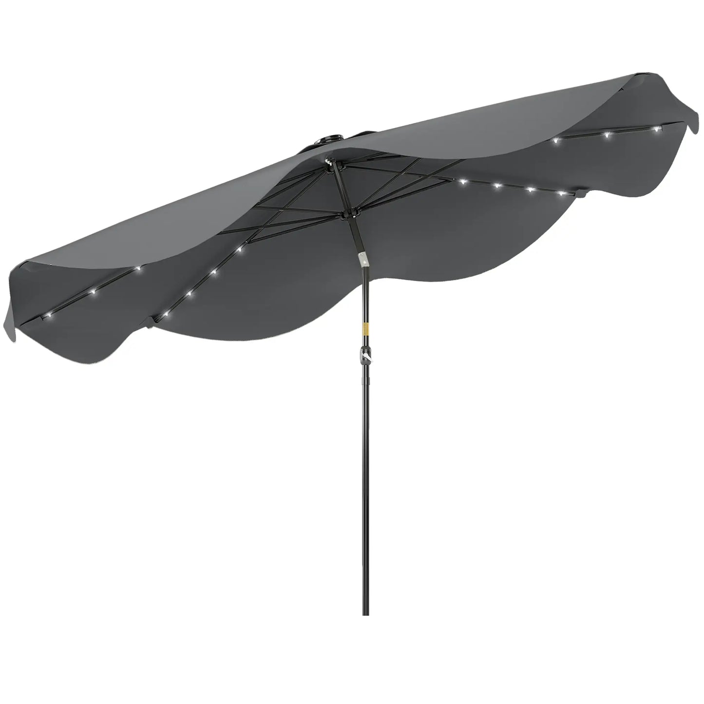 Solar Patio Umbrella with LED, Tilt, Crank, 10 x 10 ft, Dark Grey Sun Umbrellas at Gallery Canada