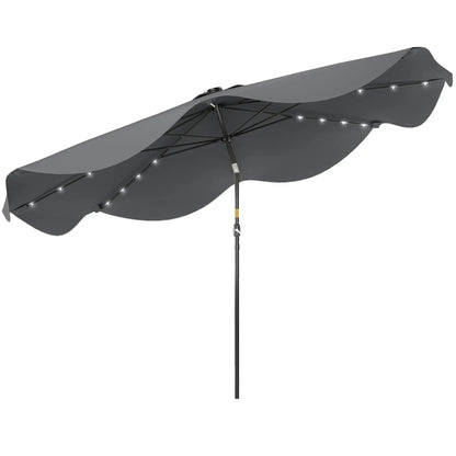 Solar Patio Umbrella with LED, Tilt, Crank, 10 x 10 ft, Dark Grey Sun Umbrellas at Gallery Canada