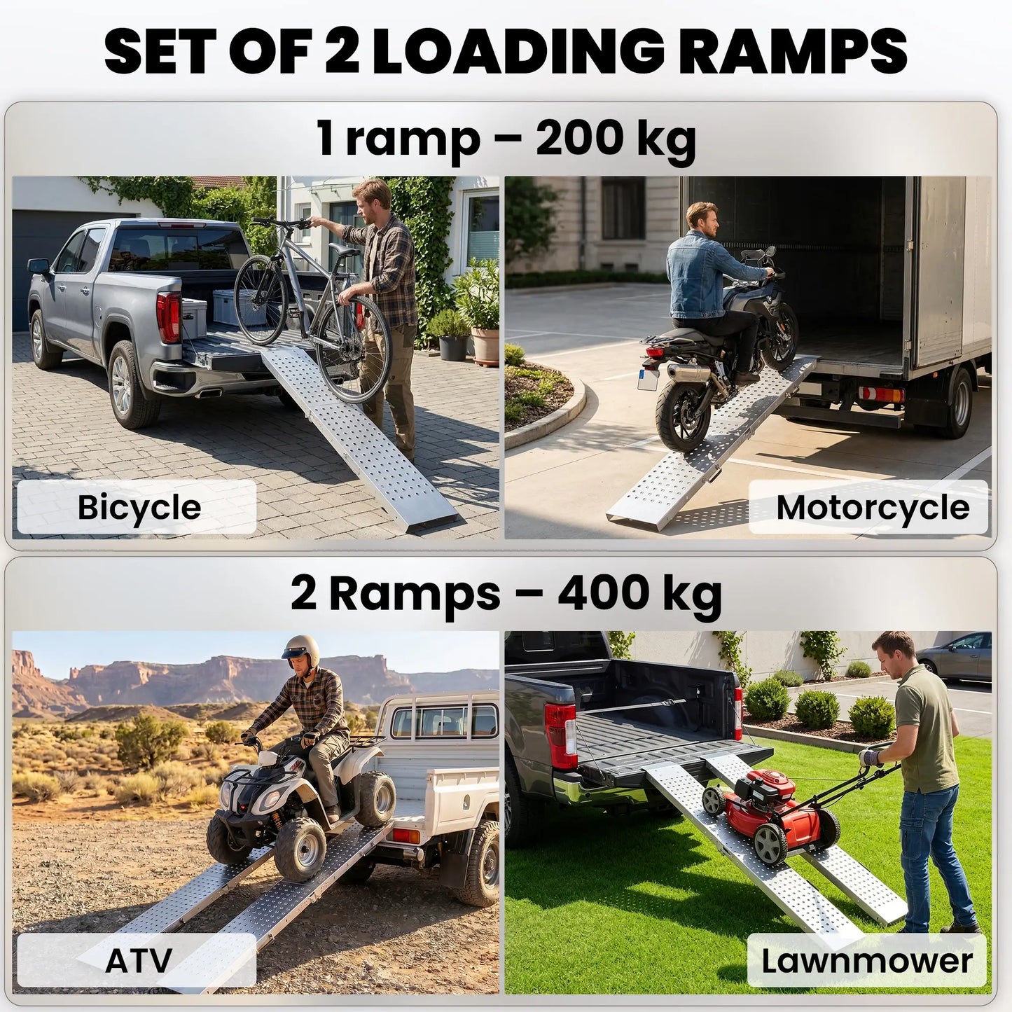 Folding Loading Ramps, 70.9" x 10", 880 lb, Silver
