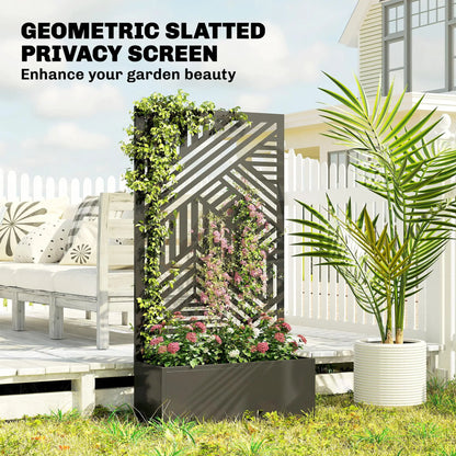 44.5" Metal Planter Box with Trellis, Raised Garden Bed for Climbing Plants Galvanized Planter Boxes at Gallery Canada