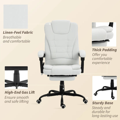7-Point Vibrating Massage Chair, Reclining Office Chair With Footrest, White Massage Chairs at Gallery Canada