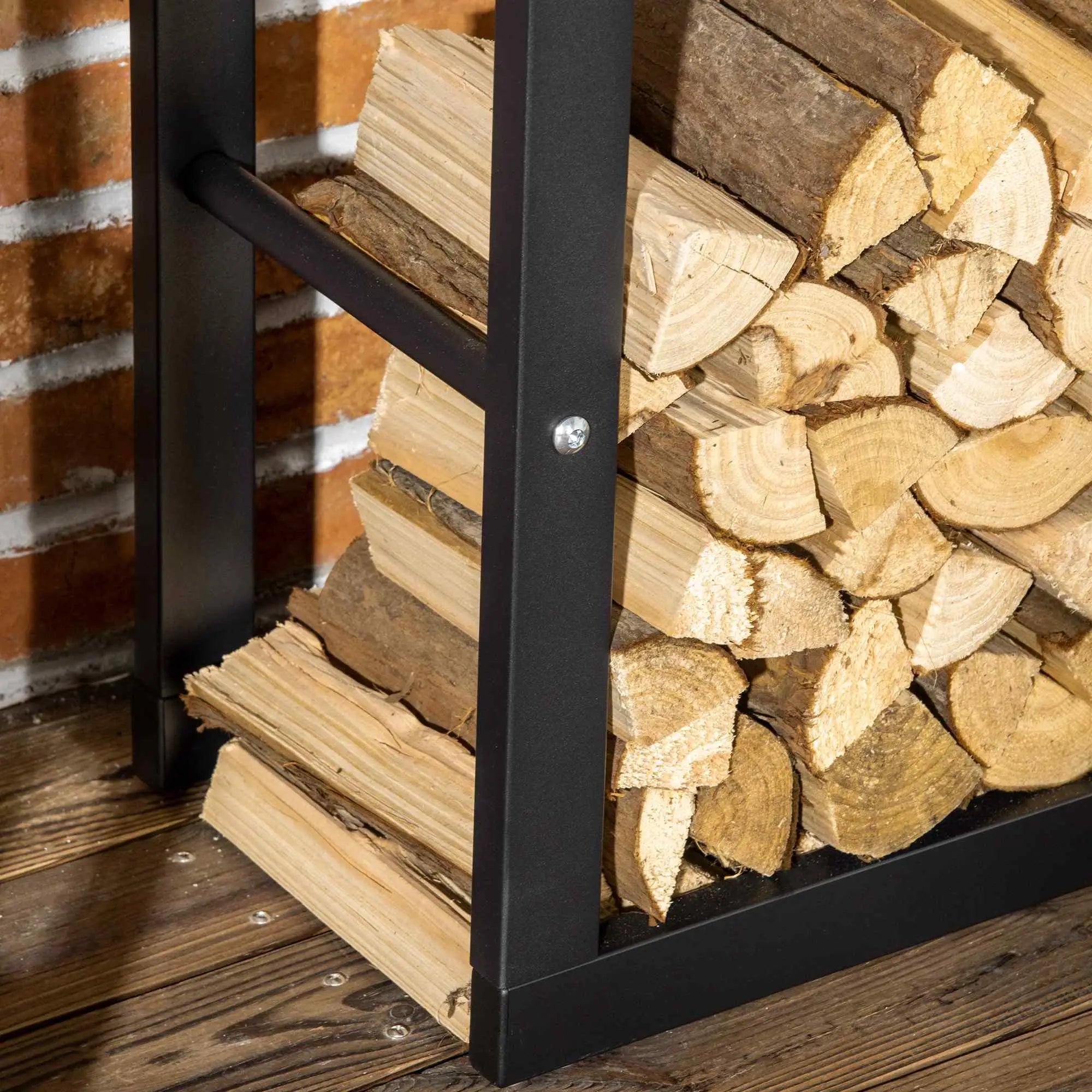 Outdoor Firewood Rack, Log Holder with Handles, 220 lbs. Capacity, 23.6