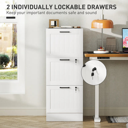 3 Drawer Filing Cabinet with Lock, Office Storage, A4 Letter Size, White Office Cabinets & Cupboards at Gallery Canada
