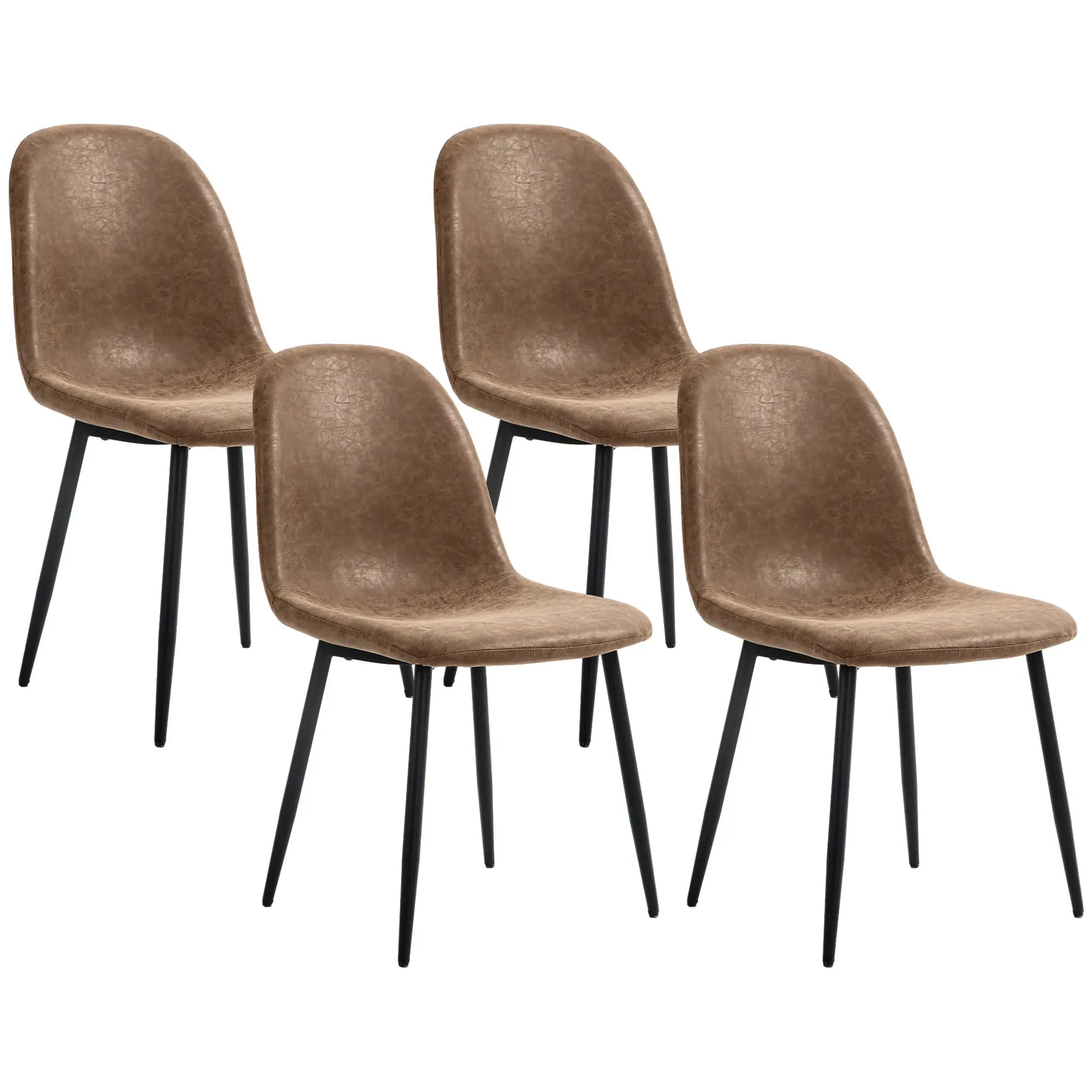 Retro Dining Table Chairs Set of 4, PU Leather Upholstered Bar Stools at Gallery Canada