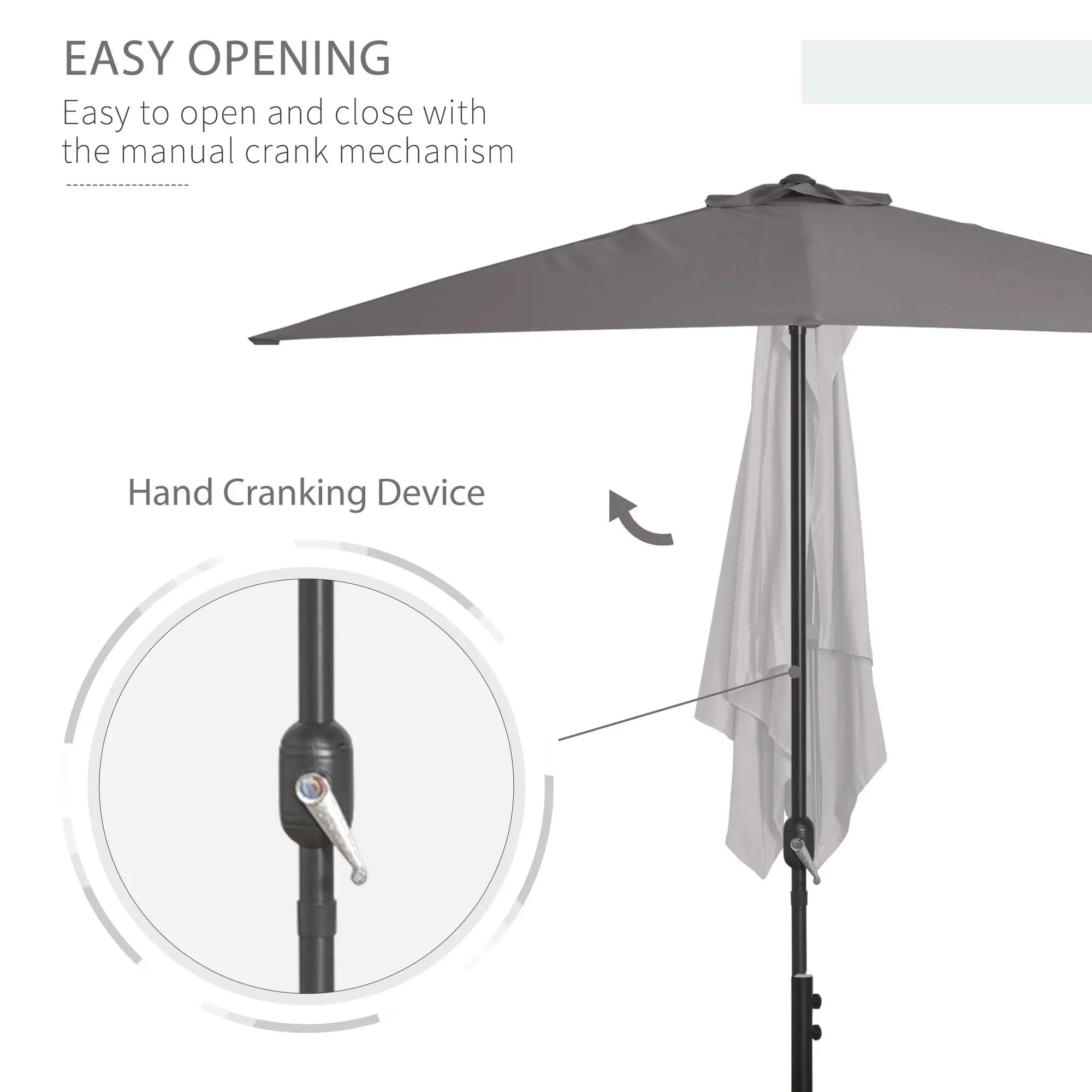 8ft Half Round Umbrella, Outdoor Patio Sun Shade, 5 Ribs Sun Umbrellas at Gallery Canada