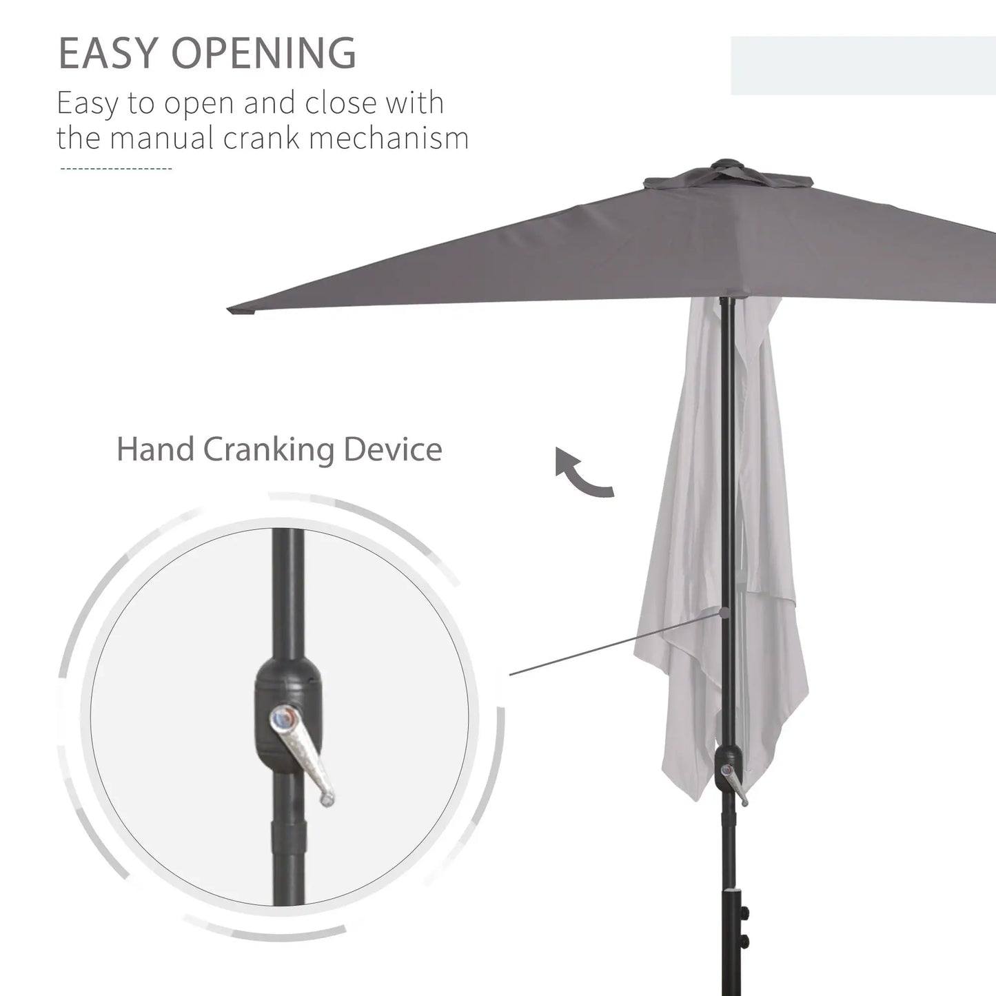 8ft Half Round Umbrella, Outdoor Patio Sun Shade, 5 Ribs Sun Umbrellas at Gallery Canada