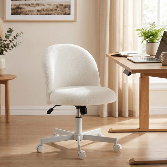 Swivel Tilt Desk Chair, Adjustable Height, Wheels, Cream White Task Chairs Cream at Gallery Canada
