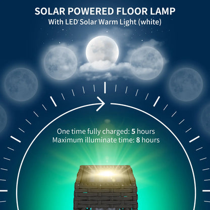 Solar LED Wicker Floor Lamp, IP44, Auto On/Off, Grey Solar Post Lamps at Gallery Canada