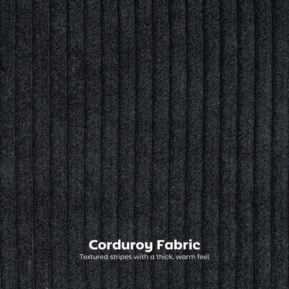 Set of 2 Barstools, Upholstered Corduroy, Backrest, Footrest, Black Bar Stools at Gallery Canada