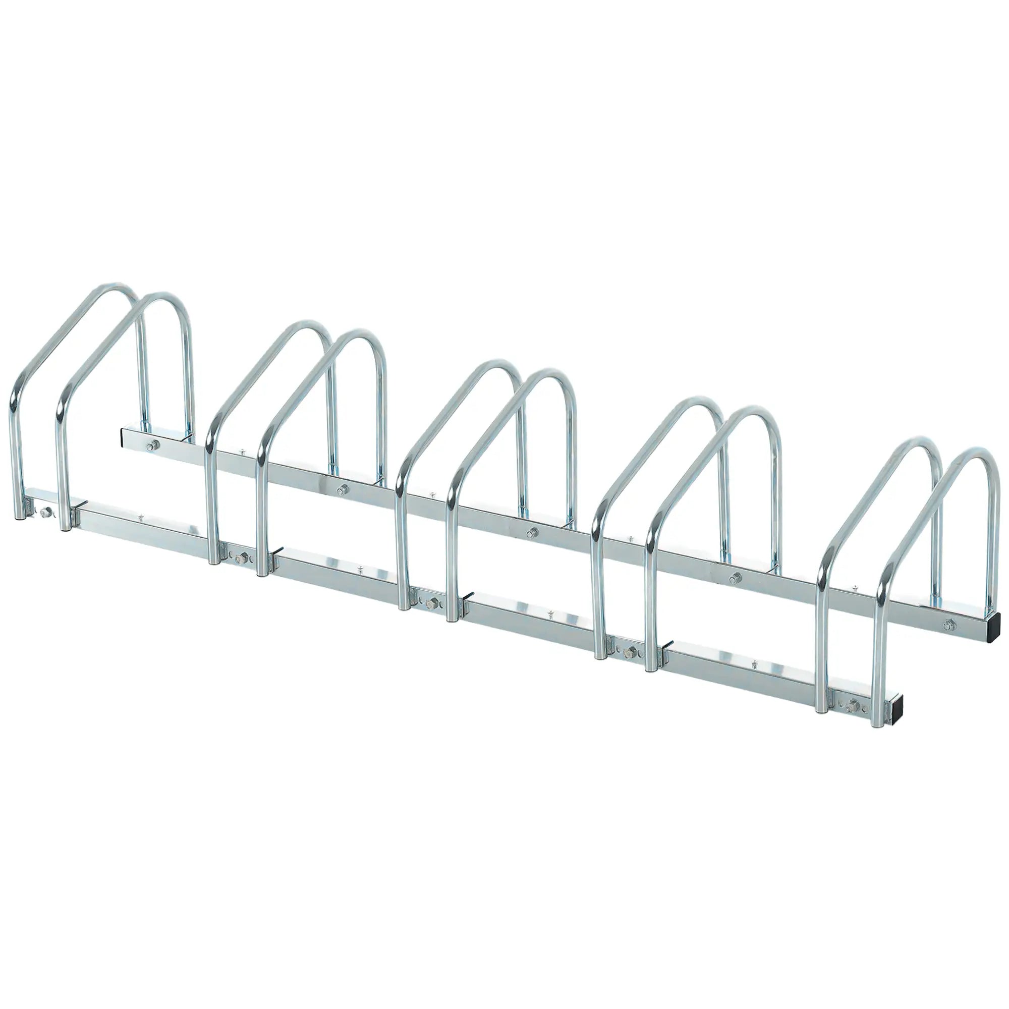 5-Bike Bicycle Floor Parking Rack Cycling Storage Stand Ground Mount Garage Organizer for Indoor and Outdoor Use Silver Bike Parking Stands Silver at Gallery Canada