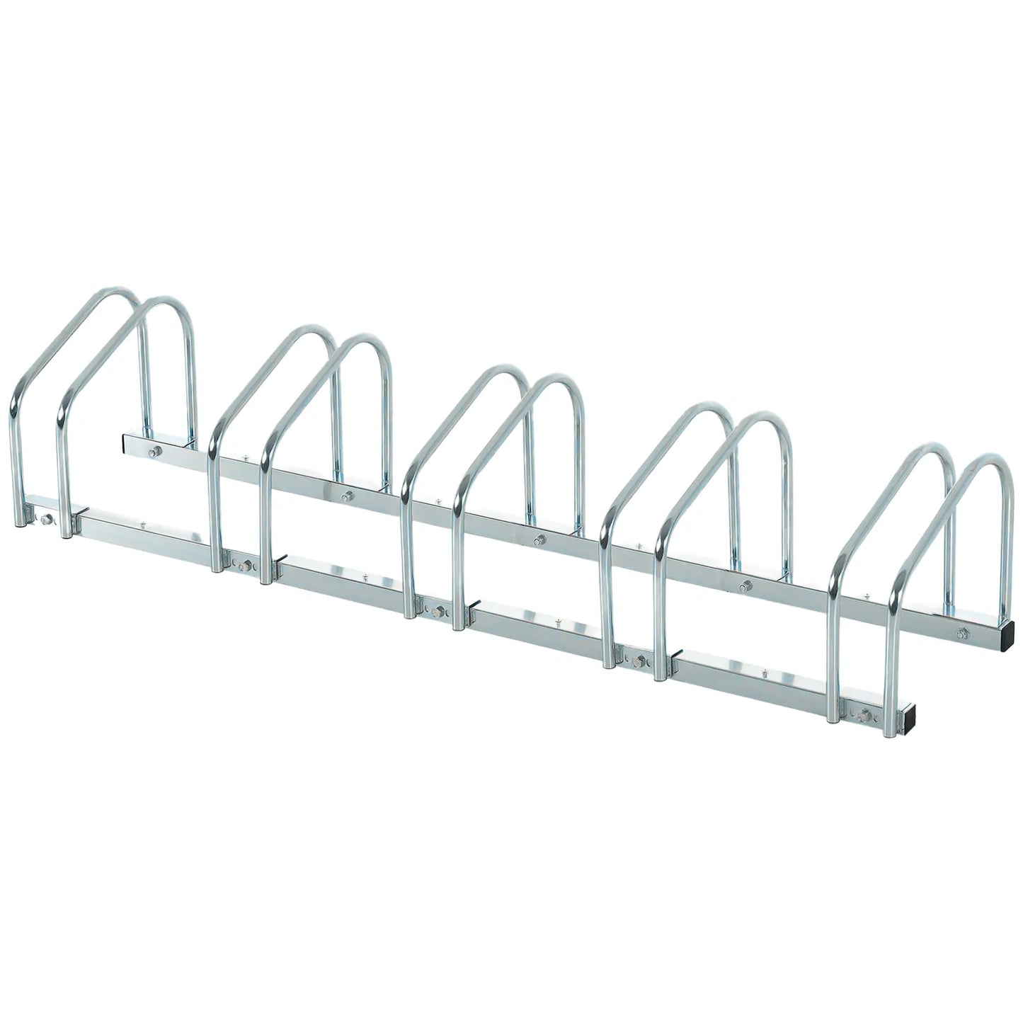 5-Bike Bicycle Floor Parking Rack Cycling Storage Stand Ground Mount Garage Organizer for Indoor and Outdoor Use Silver Bike Parking Stands Silver at Gallery Canada
