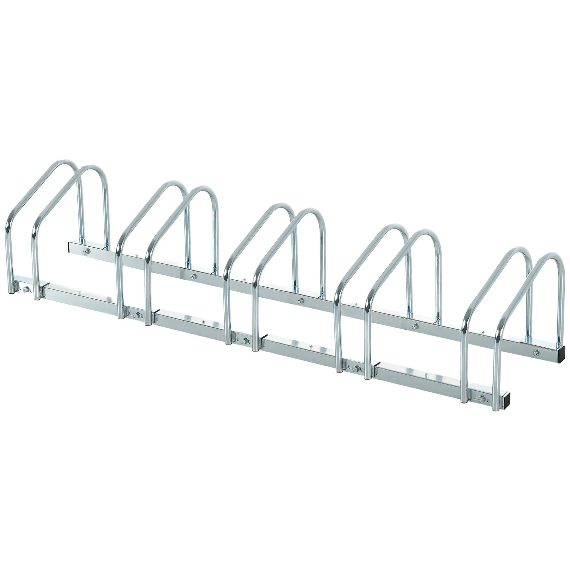5-Bike Bicycle Floor Parking Rack Cycling Storage Stand Ground Mount Garage Organizer for Indoor and Outdoor Use Silver Bike Parking Stands Silver at Gallery Canada